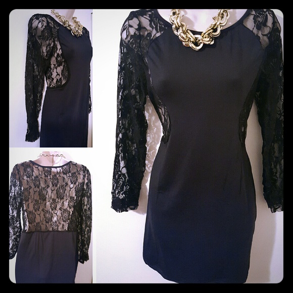 Women Lace Long Sleeve Bodycon Dress - Picture 1 of 1